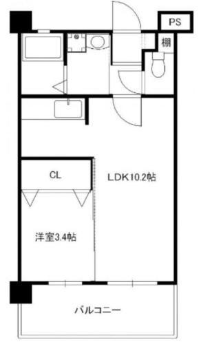 ウィステアリア博多東(1LDK/4階)の間取り写真