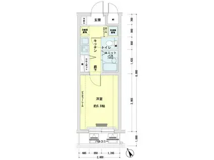 メインステージ大井町(1K/2階)の間取り写真
