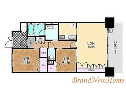 AZURE(2LDK/5階)の間取り写真