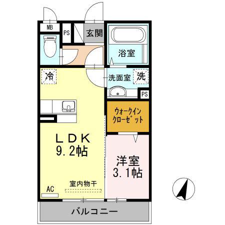 リヴェール・フォンティーヌ(1LDK/3階)の間取り写真