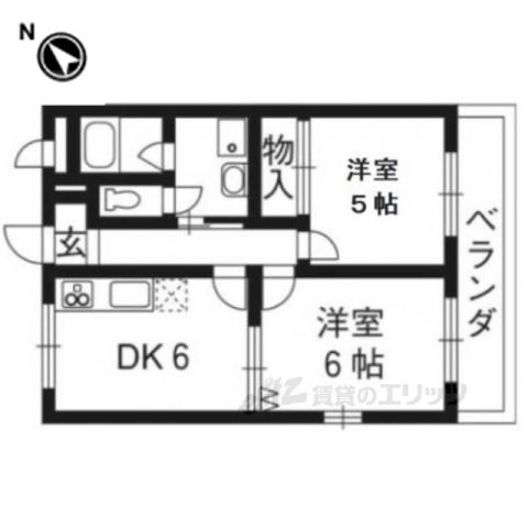 第5サンライフ瀬田(2DK/2階)の間取り写真