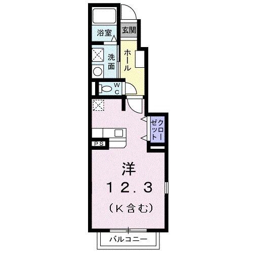 ベル・アンジュB(ワンルーム/1階)の間取り写真