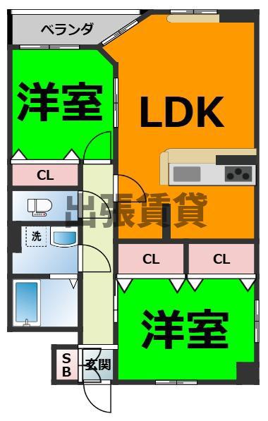 QREST葵(2LDK/11階)の間取り写真