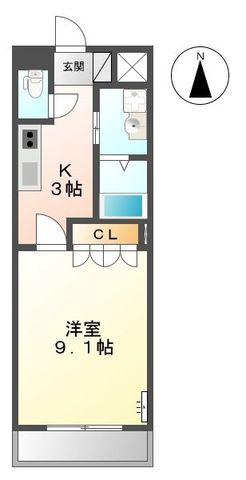 ラティール(1K/1階)の間取り写真