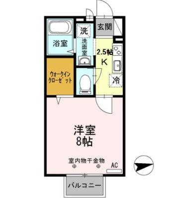 ソレイユ東野(1K/1階)の間取り写真
