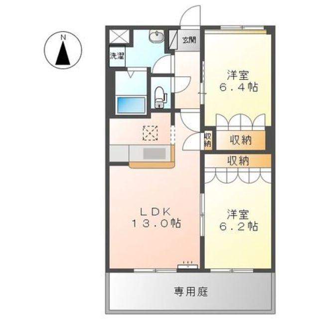 ローズガーデン長塚 I(2LDK/1階)の間取り写真