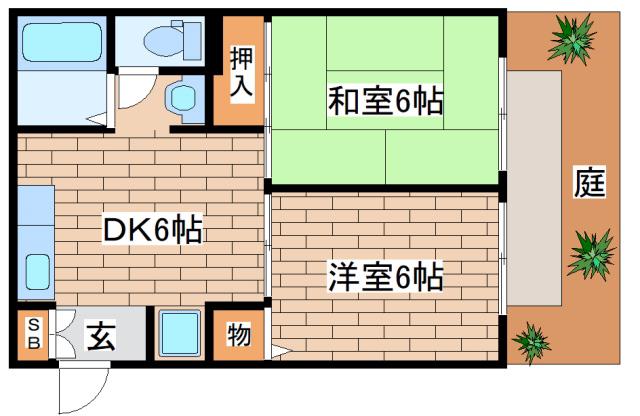 サンシャイン王子(2DK/1階)の間取り写真