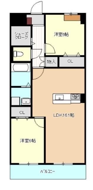 BLUE GRASS(2LDK/3階)の間取り写真