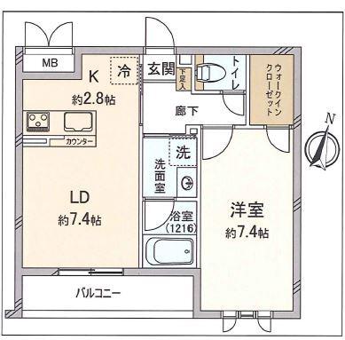 びゅうリエット赤羽西が丘(1LDK/2階)の間取り写真