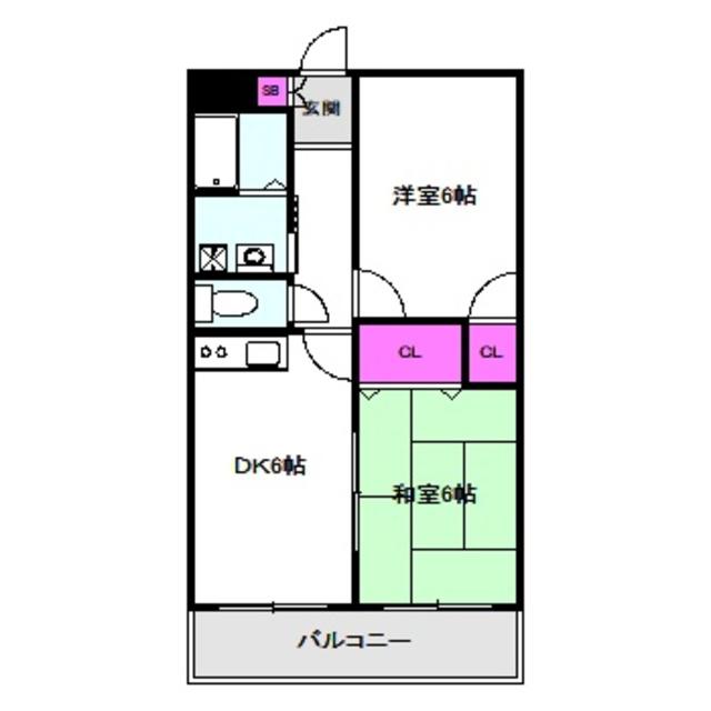 泰平第一ビル(2DK/6階)の間取り写真
