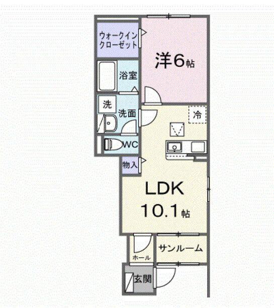 レガレイラ(1LDK/1階)の間取り写真