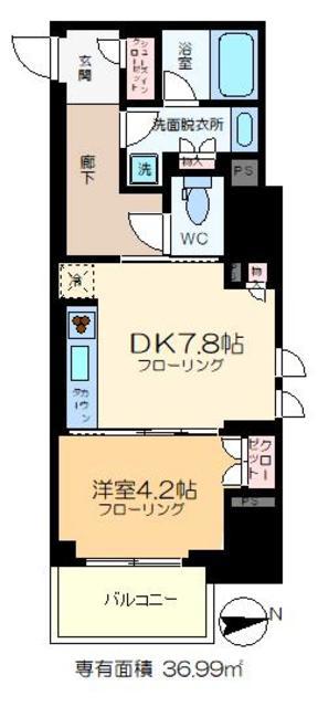 アトラス秋葉原アロマコート(1DK/12階)の間取り写真