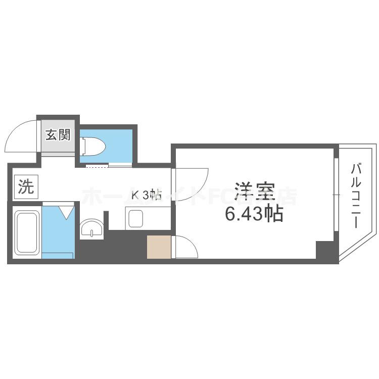 URBAN HILLS 東小橋(1K/2階)の間取り写真
