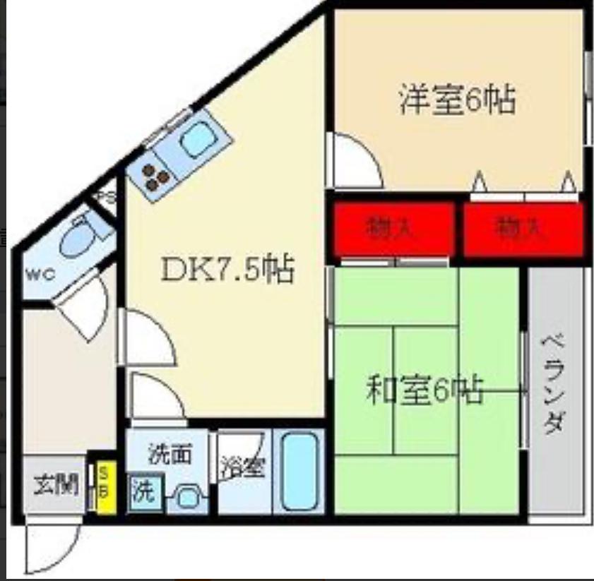 ソルレヴェンテI(2DK/2階)の間取り写真