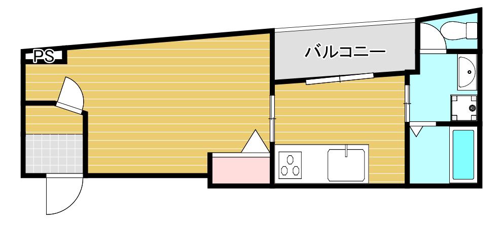 ボナ新町(1K/9階)の間取り写真