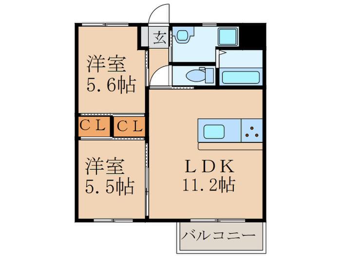 PRESTIGE EXE(2LDK/2階)の間取り写真