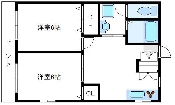 フェーヴ(2DK/2階)の間取り写真