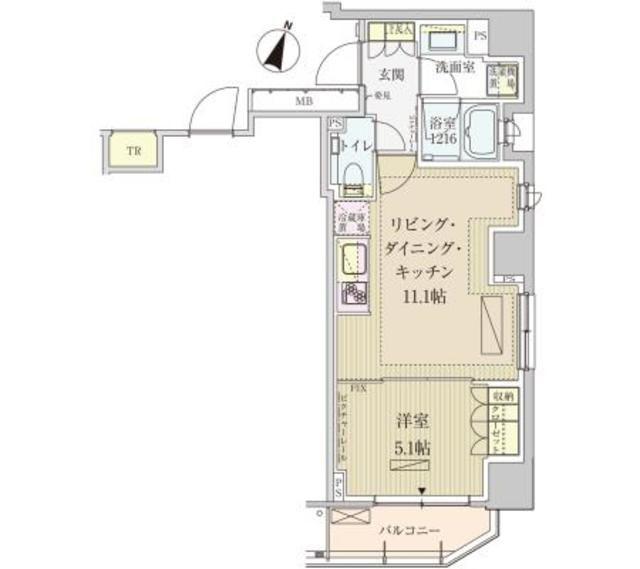 パークアクシス赤坂見附(1LDK/13階)の間取り写真