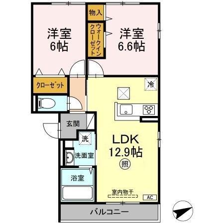VILLA CITY C棟(2LDK/3階)の間取り写真