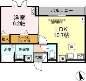 セレスティア長良 イースト(1LDK/1階)の間取り写真