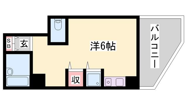 YKハイツ松の内(ワンルーム/8階)の間取り写真