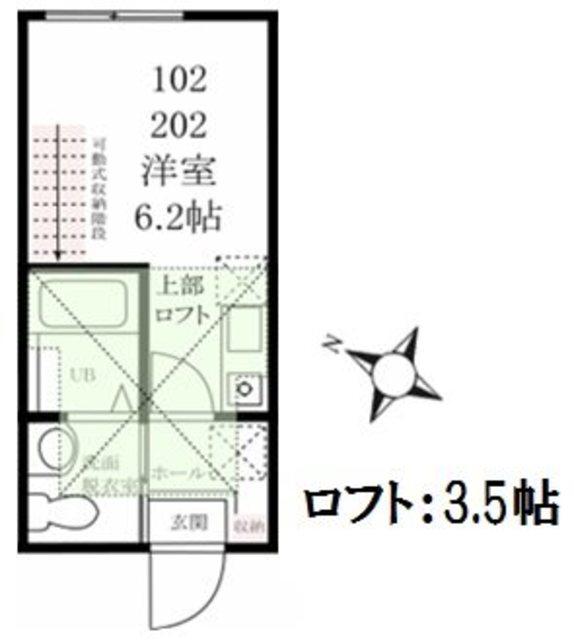 ハーミットクラブハウス梶ヶ谷B棟(ワンルーム/1階)の間取り写真
