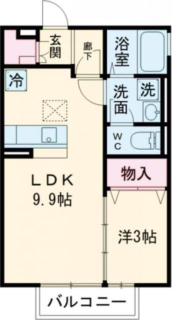 アンソレイエ(1LDK/1階)の間取り写真