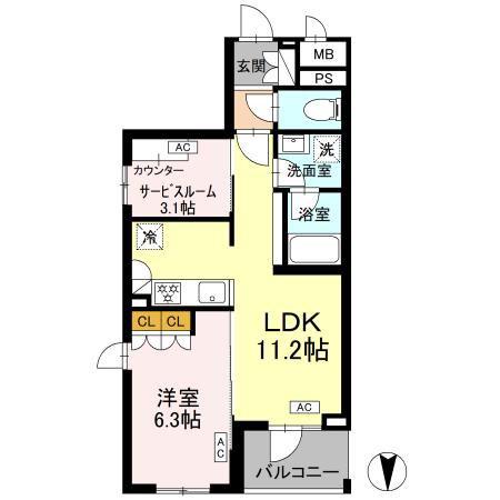 ロイジェント上板橋(1LDK/3階)の間取り写真
