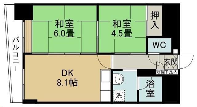 オルゴグラート仙台(2DK/6階)の間取り写真