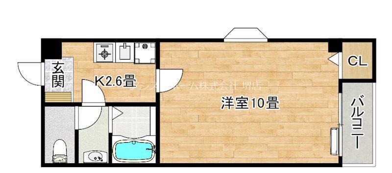 ロイヤルコート中之町(1K/4階)の間取り写真