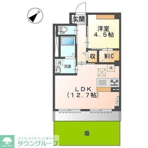 サン ブリッジ 鎌ヶ谷(1LDK/1階)の間取り写真