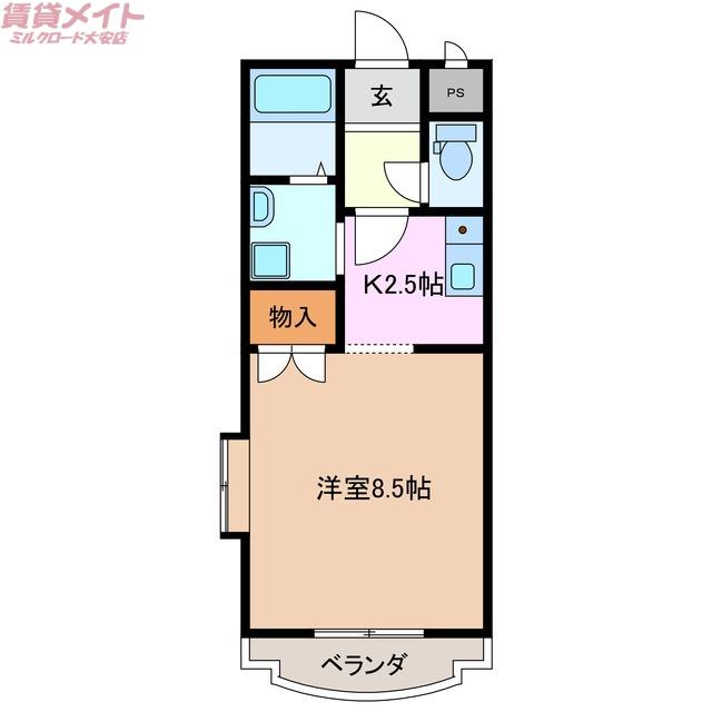 辻マンションB(1K/1階)の間取り写真