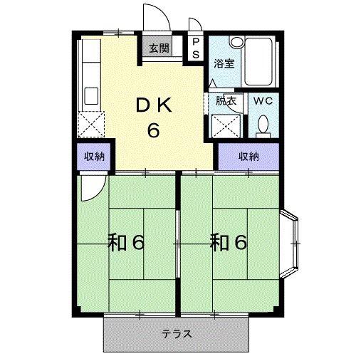 メゾンパールA棟(2DK/1階)の間取り写真