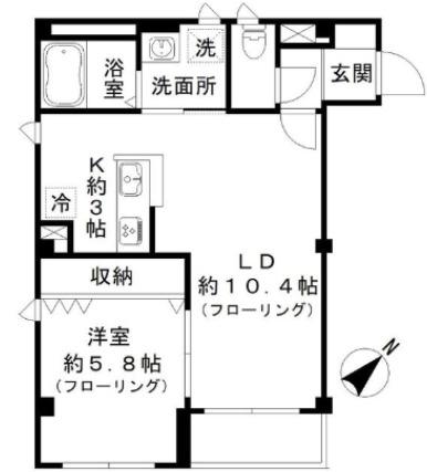 ラシーネ扇アイリス(1LDK/1階)の間取り写真