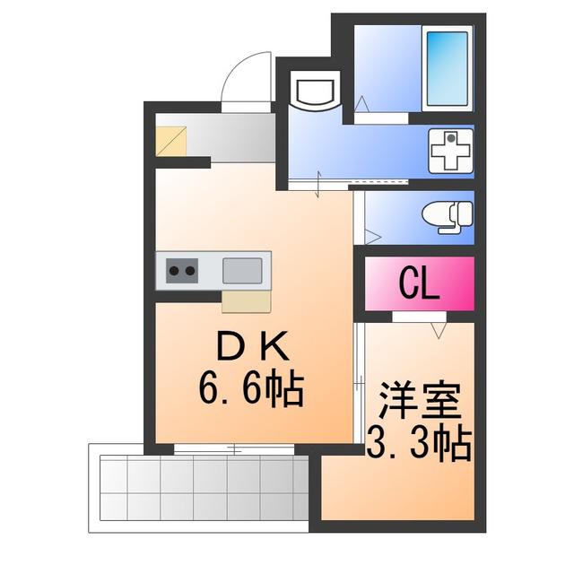 大浜北町シーエム・シス(1DK/4階)の間取り写真