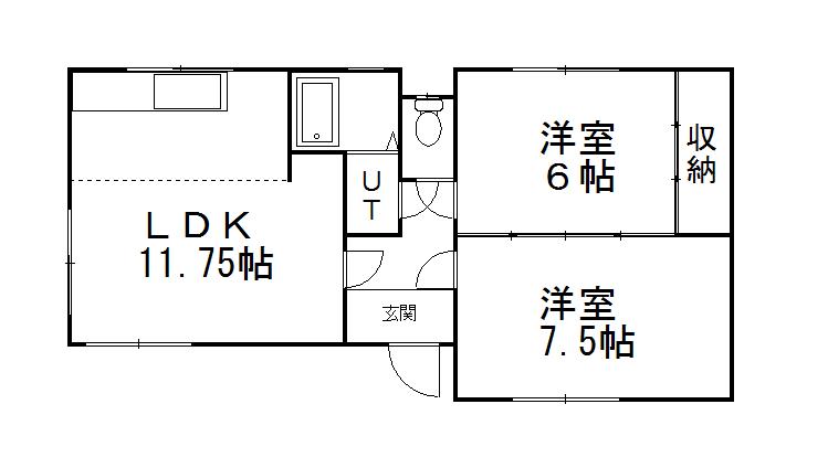 富士見テラスハウス(2LDK/2階)の間取り写真