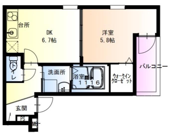 フジパレス百舌鳥駅東(1DK/1階)の間取り写真