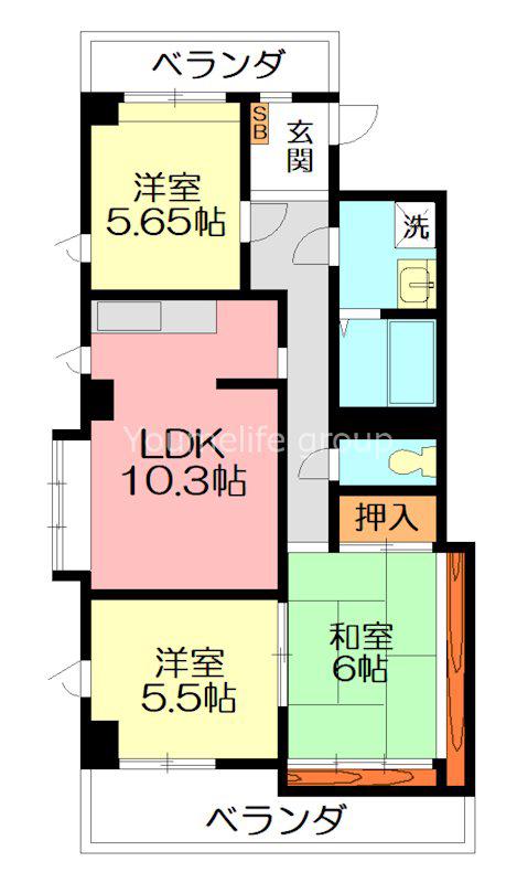 レジデンス濱野II(3LDK/2階)の間取り写真