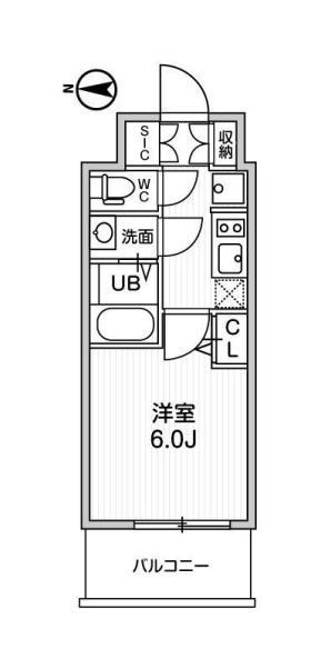 GM難波ウエストD.C(1LDK/1階)の間取り写真
