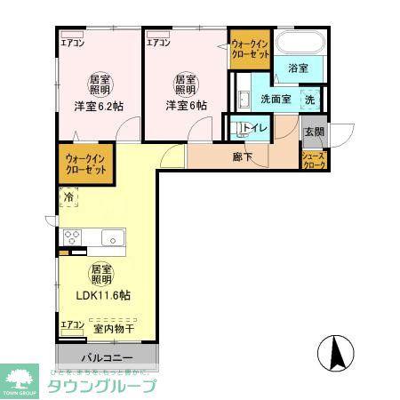 ドルフ文京 A(2LDK/3階)の間取り写真