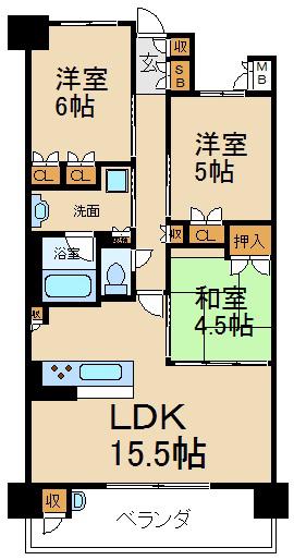 パークナード東香里園町(3LDK/8階)の間取り写真