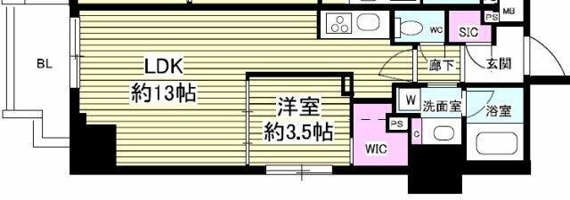 ミリアレジデンス根岸柳通(1LDK/6階)の間取り写真