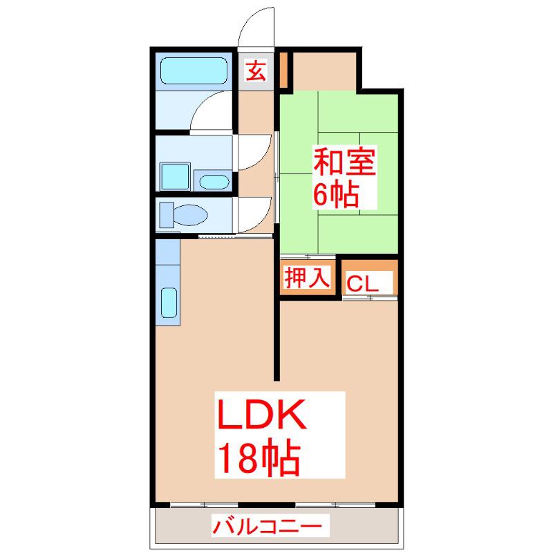 第二久保ビルB棟(1LDK/1階)の間取り写真
