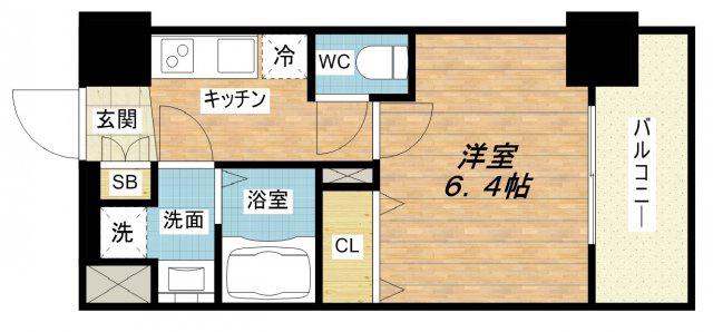 ジアコスモ大阪イーストゲート(1K/3階)の間取り写真