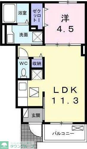 ボヌール(1LDK/1階)の間取り写真