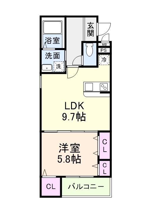 ヴェルメゾン南郷(1LDK/1階)の間取り写真