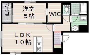 オーク博多(1LDK/2階)の間取り写真