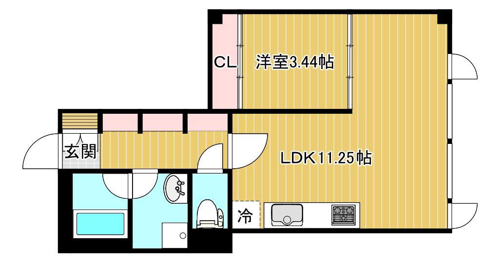 ピオニーヒルズ(1LDK/3階)の間取り写真