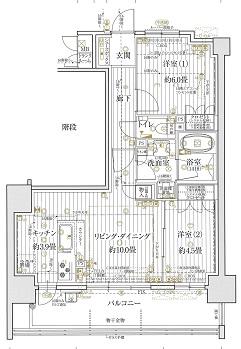ローレルタワー太田川駅前(2LDK/8階)の間取り写真