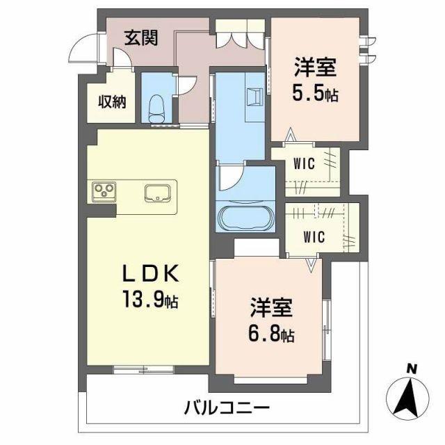 ノルディア野田(2LDK/2階)の間取り写真